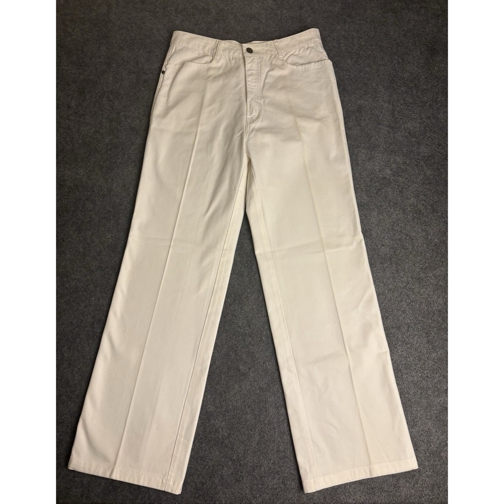 Vintage Corniche White Cotton Straight Leg‎ Pants Men's Size 33 33x29 USA.   A10